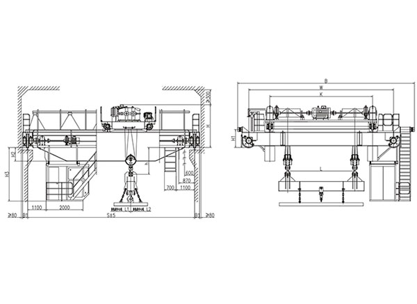 &nbsp;15t電磁掛梁橋式起重機（掛梁垂直主梁）