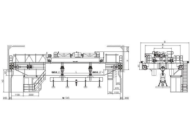 &nbsp;40t電磁掛梁橋式起重機(jī)（掛梁平行主梁）